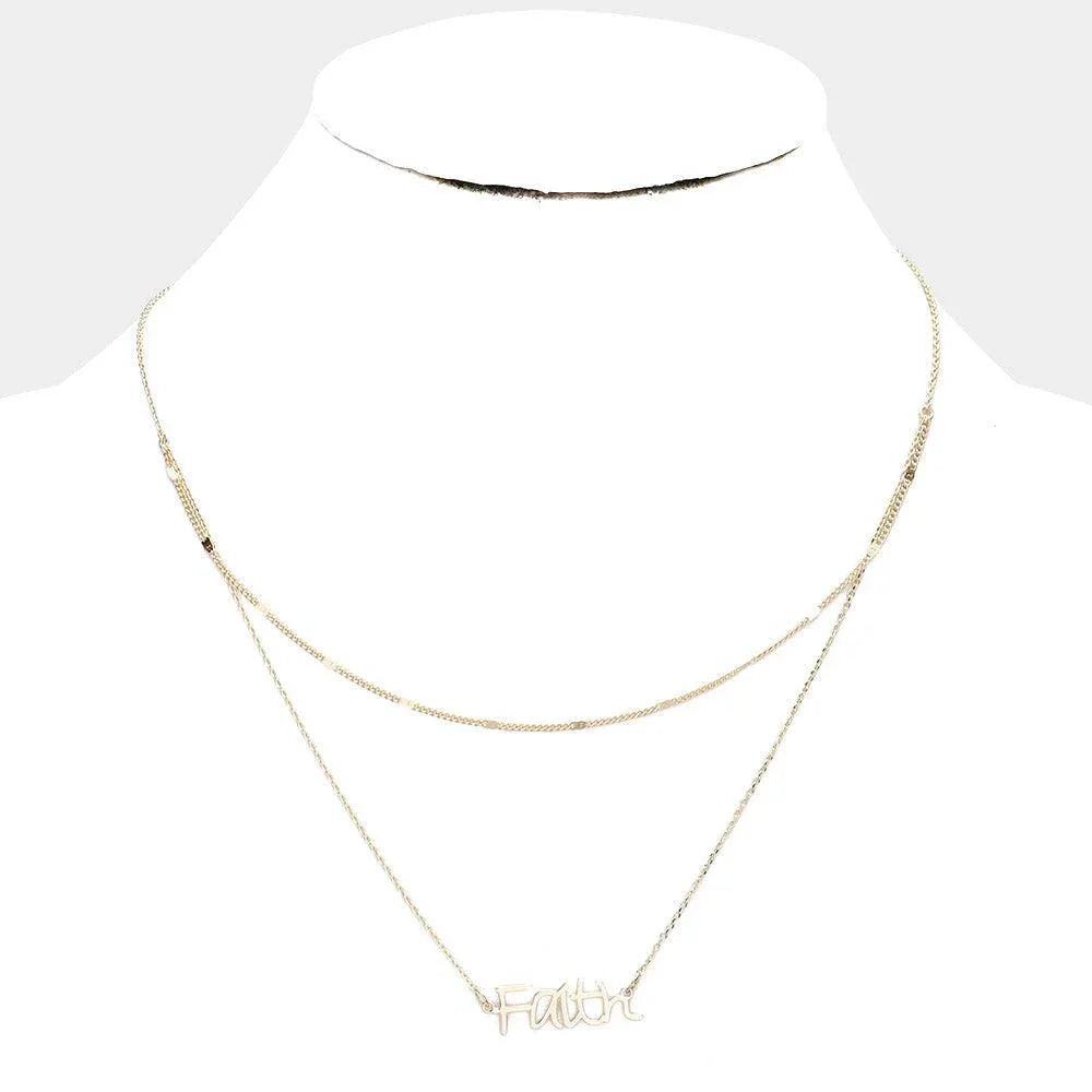 Gold Brass Metal Faith Layered Necklace - Jewelry Store by Erik Rayo