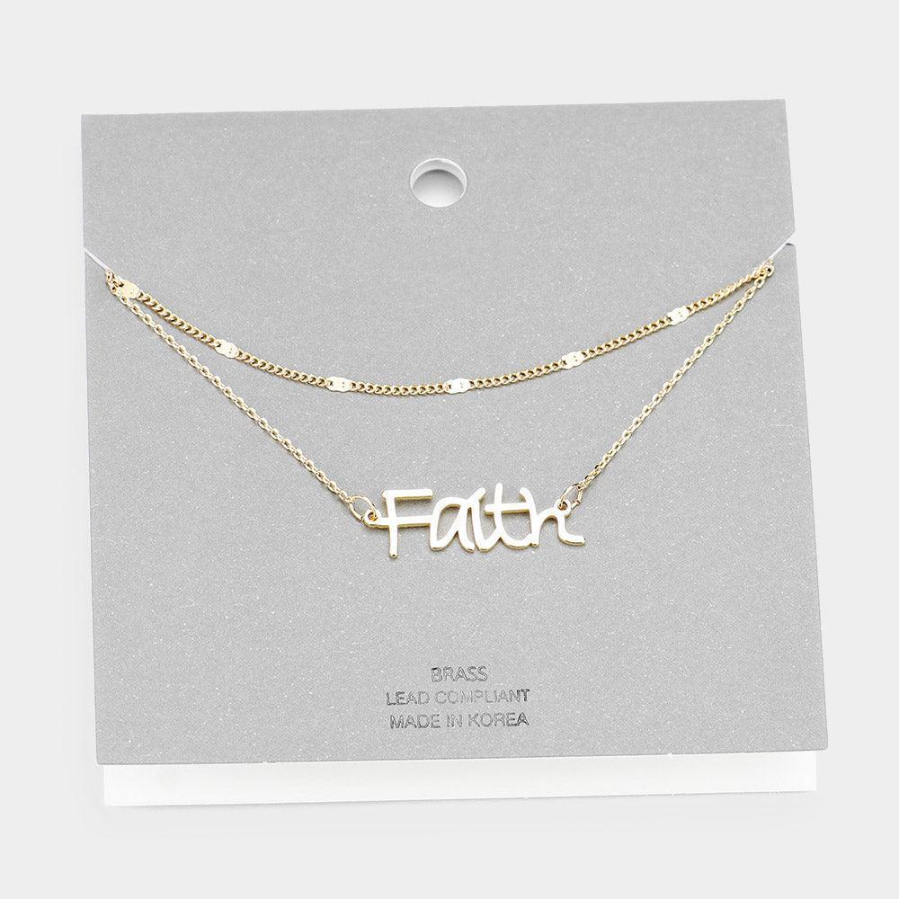 Gold Brass Metal Faith Layered Necklace - Jewelry Store by Erik Rayo