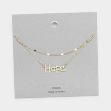 Load image into Gallery viewer, Gold Brass Metal Hope Pendant Layered Necklace
