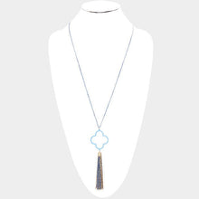 Load image into Gallery viewer, Gold Colored Clover Metal Chain Tassel Pendant Long Necklace
