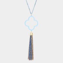 Load image into Gallery viewer, Gold Colored Clover Metal Chain Tassel Pendant Long Necklace
