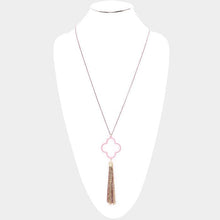 Load image into Gallery viewer, Purple Colored Clover Metal Chain Tassel Pendant Long Necklace
