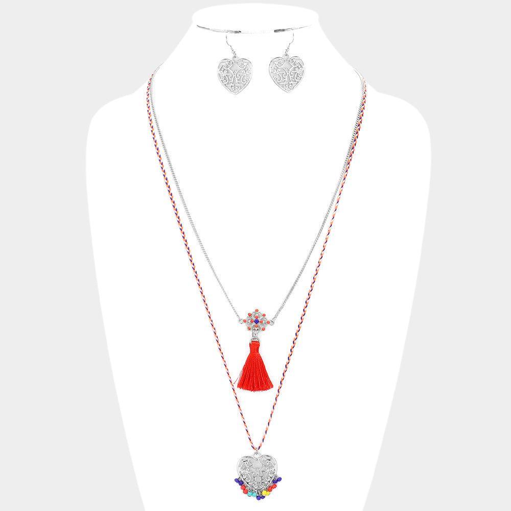 Heart Pendant Necklace With Tassel - Jewelry Store by Erik Rayo