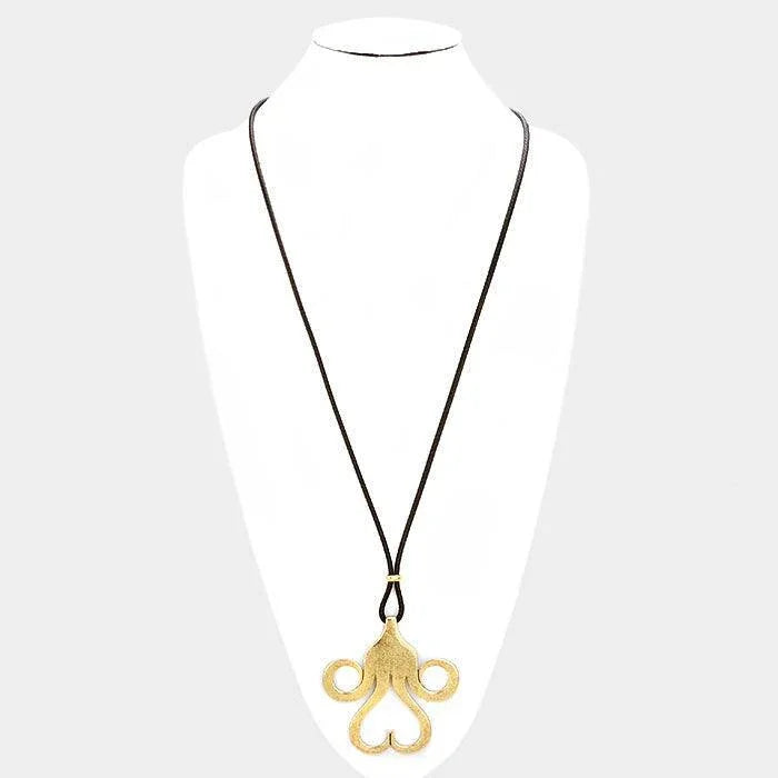 Gold Cord Mustache Burnished Metal Pendant Necklace - Jewelry Store by Erik Rayo