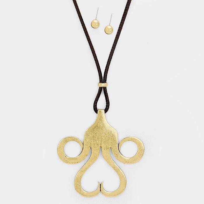 Gold Cord Mustache Burnished Metal Pendant Necklace - Jewelry Store by Erik Rayo