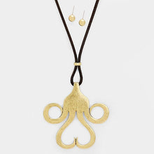 Load image into Gallery viewer, Gold Cord Mustache Burnished Metal Pendant Necklace
