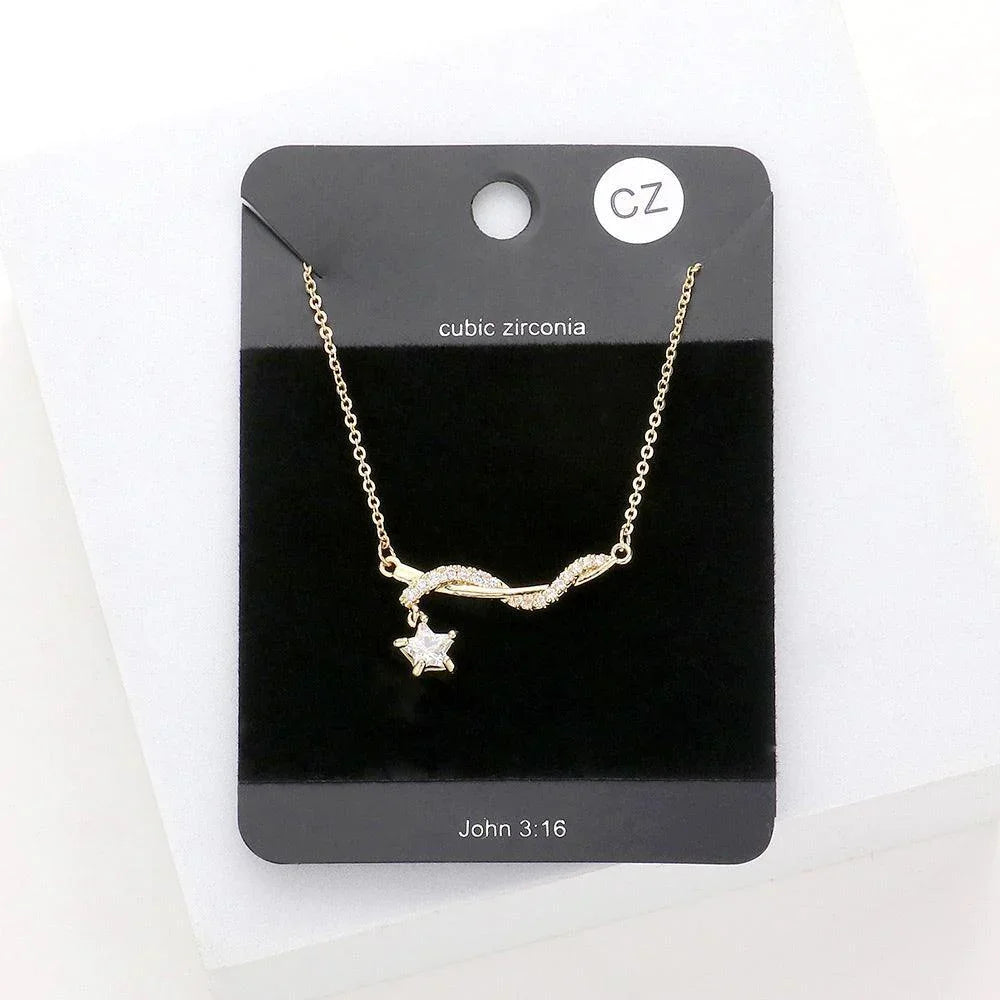 Gold CZ Star Accented Pendant Necklace - Jewelry Store by Erik Rayo
