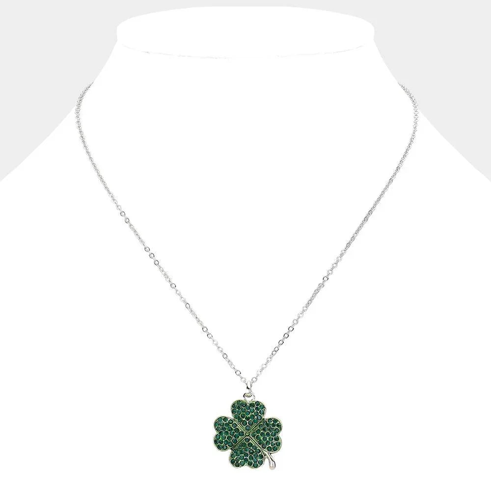Crystal Paved Clover Pendant Necklace - Jewelry Store by Erik Rayo