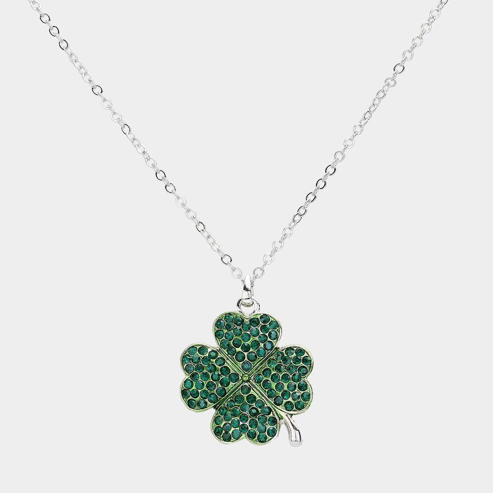 Crystal Paved Clover Pendant Necklace - Jewelry Store by Erik Rayo