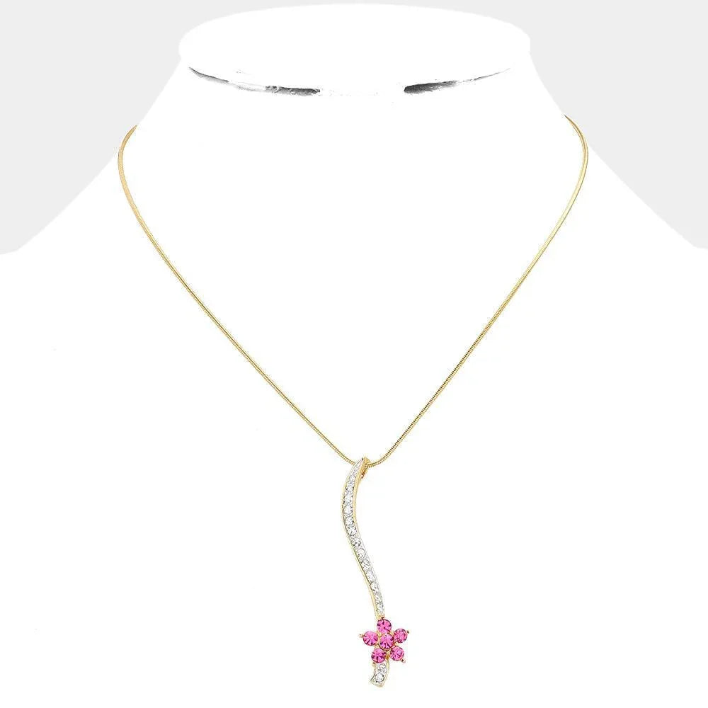 Gold Crystal Flower Pendant Necklace - Jewelry Store by Erik Rayo