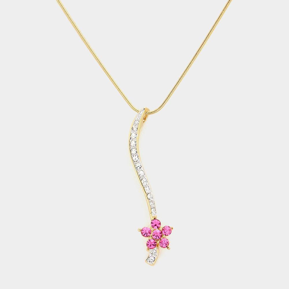 Gold Crystal Flower Pendant Necklace - Jewelry Store by Erik Rayo