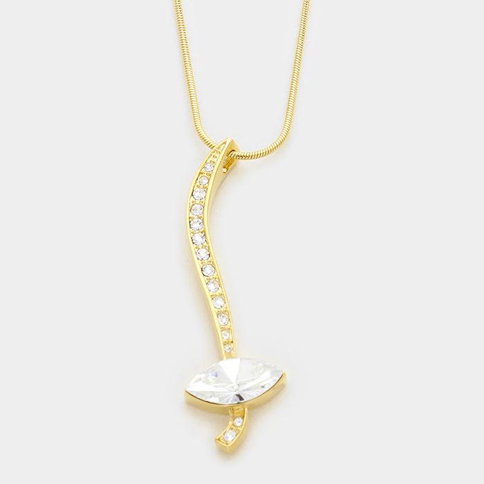 Gold Marquise crystal pendant necklace