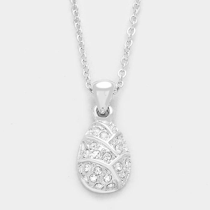 Clear Rhinestone pave pendant necklace