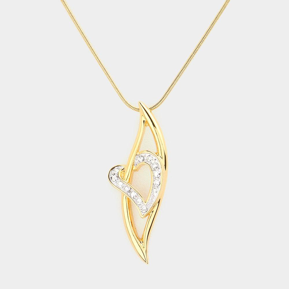 Gold Crystal heart pendant necklace