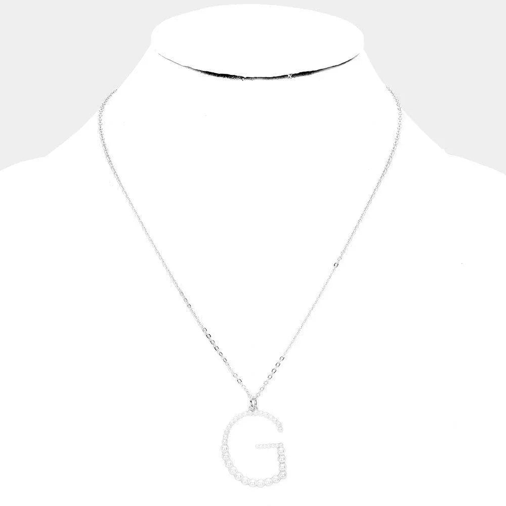 White 
Pearl Statement Monogram Pendant Necklace - Jewelry Store by Erik Rayo