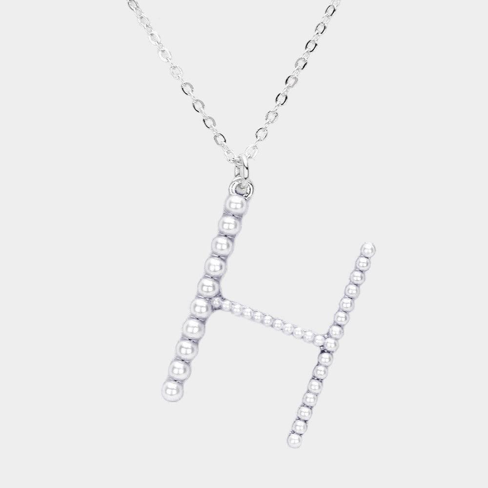 White Pearl Statement Monogram Pendant Necklace