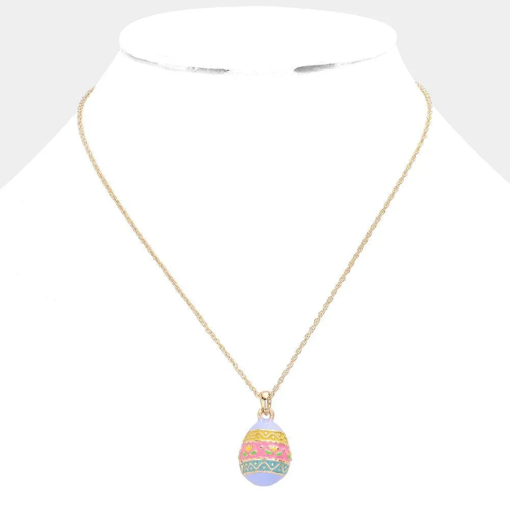 Gold Enamel Easter Egg Pendant Necklace - Jewelry Store by Erik Rayo