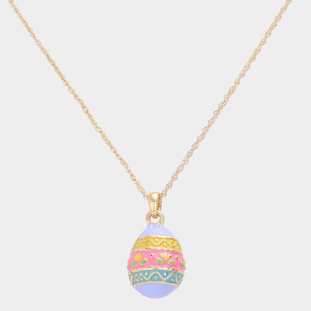 Gold Enamel Easter Egg Pendant Necklace - Jewelry Store by Erik Rayo