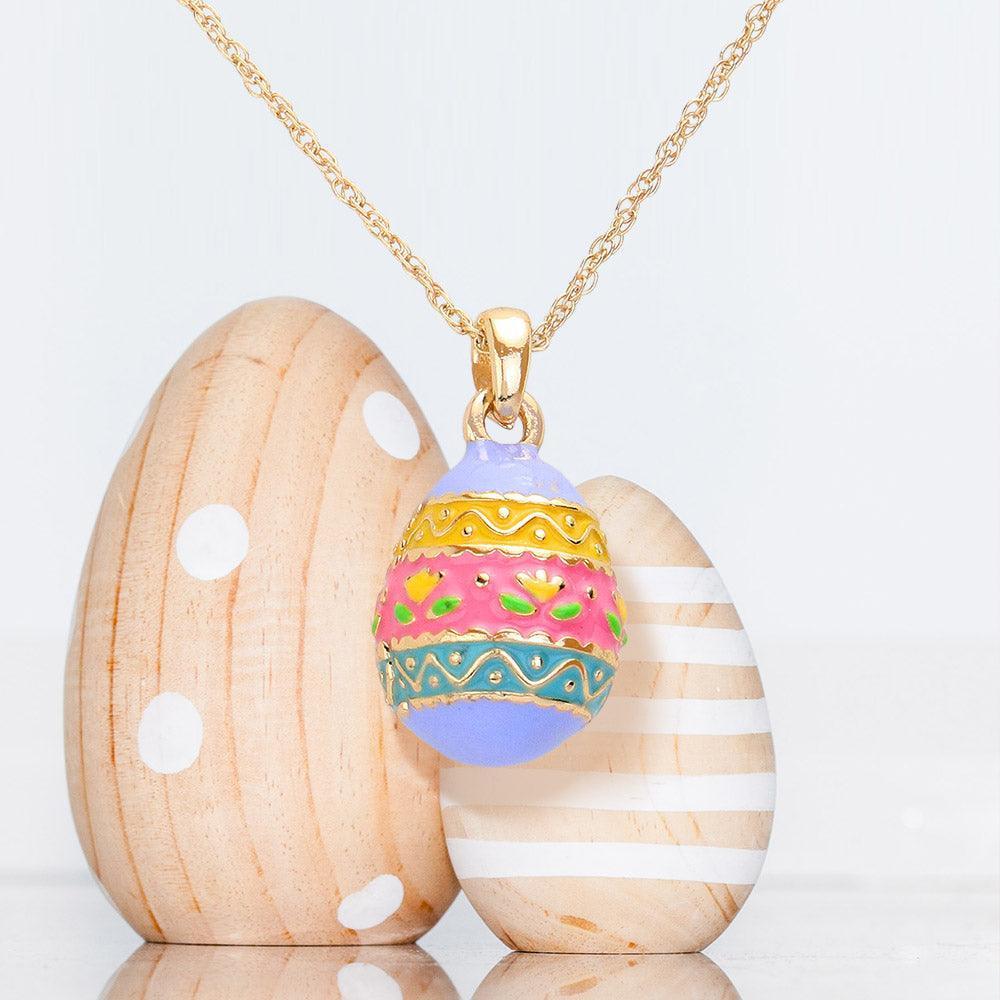 Gold Enamel Easter Egg Pendant Necklace - Jewelry Store by Erik Rayo