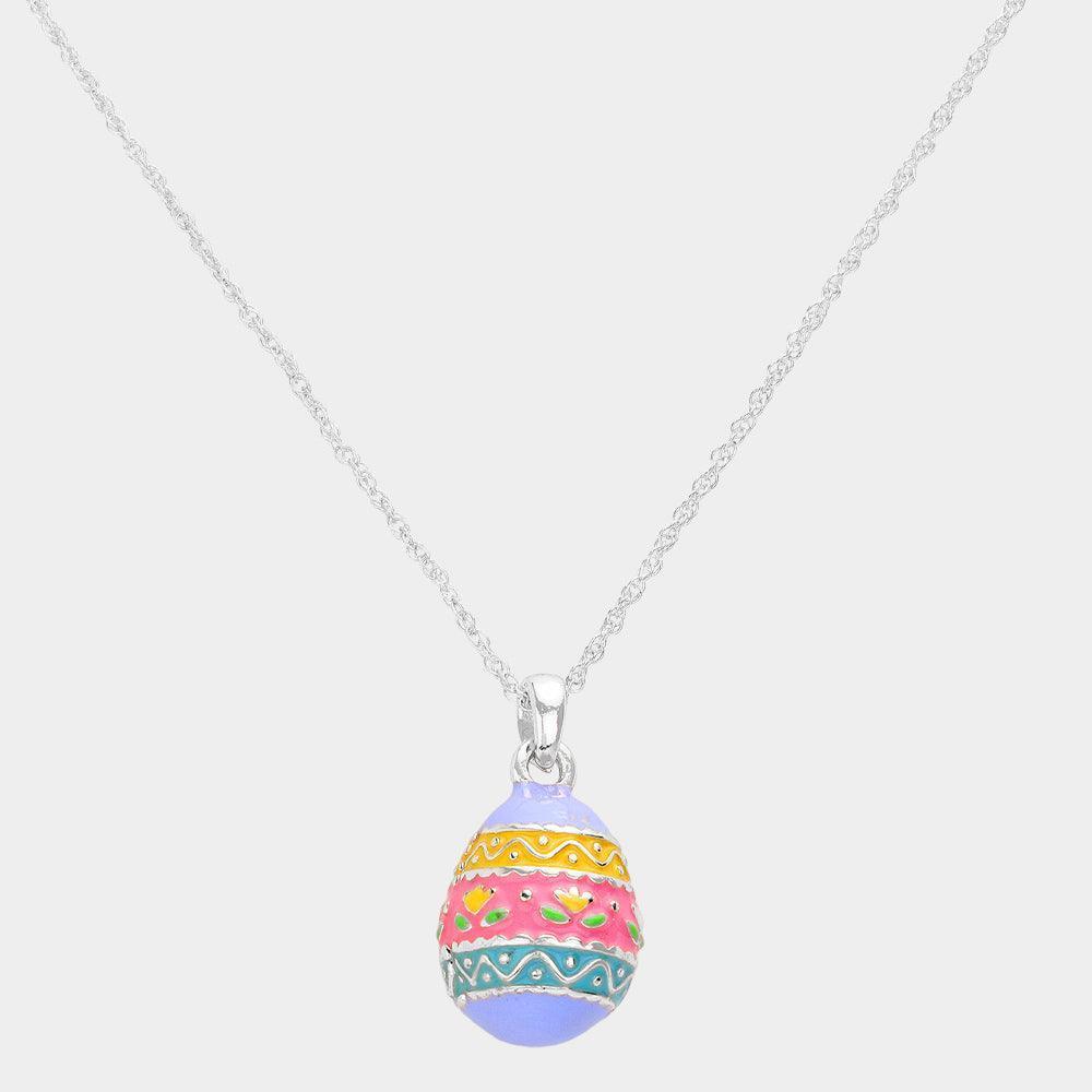 Silver Enamel Easter Egg Pendant Necklace - Jewelry Store by Erik Rayo