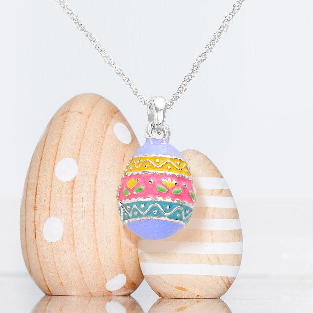 Silver Enamel Easter Egg Pendant Necklace - Jewelry Store by Erik Rayo