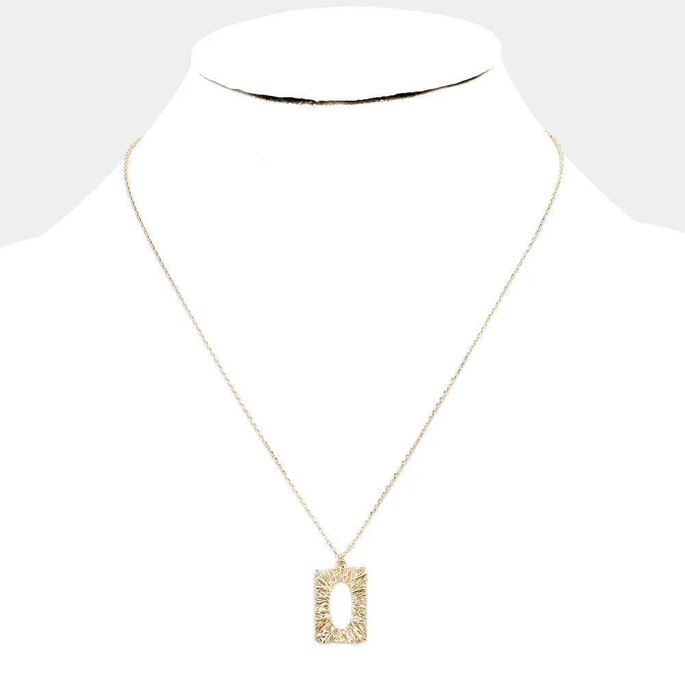 Gold Brass Metal Rectangle Pendant Necklace - Jewelry Store by Erik Rayo