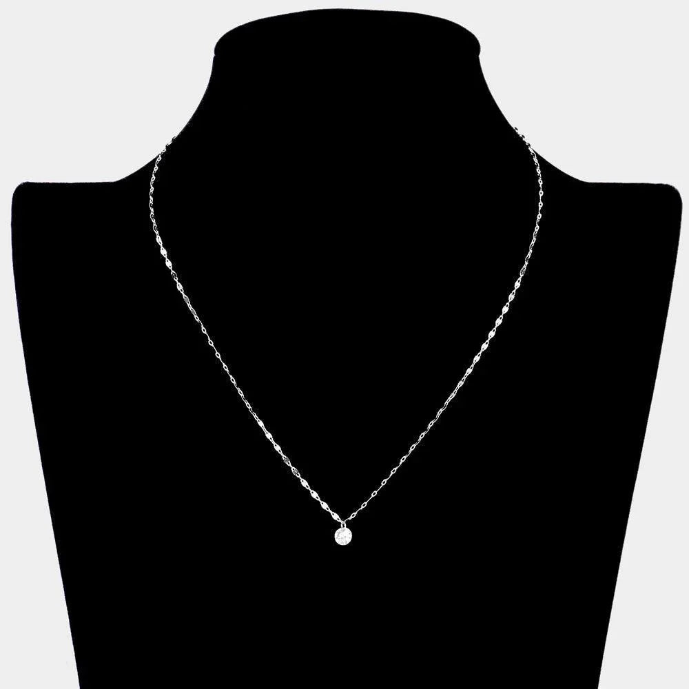 Brass Metal Round Stone Pendant Necklace - Jewelry Store by Erik Rayo