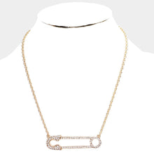 Load image into Gallery viewer, Gold Rhinestone Pave Safety Pin Pendant Necklace
