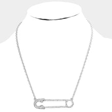 Load image into Gallery viewer, Clear Rhinestone Pave Safety Pin Pendant Necklace
