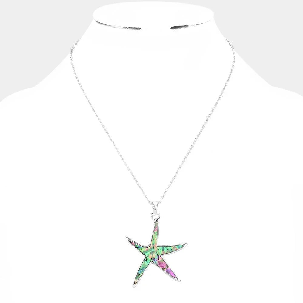 Silver Abalone Starfish Pendant Necklace - Jewelry Store by Erik Rayo