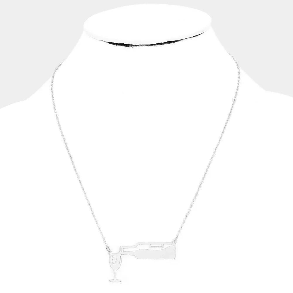 Wine Metal Pendant Necklace - Jewelry Store by Erik Rayo
