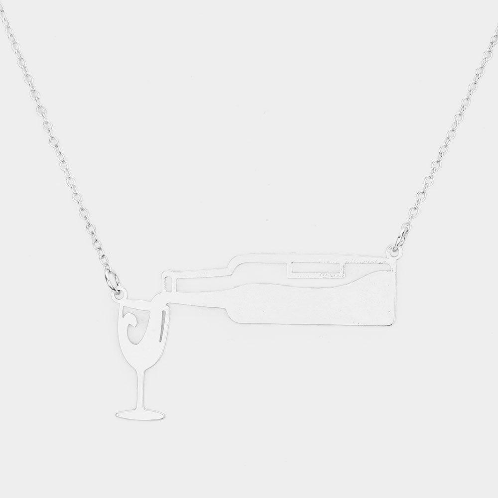 Wine Metal Pendant Necklace - Jewelry Store by Erik Rayo