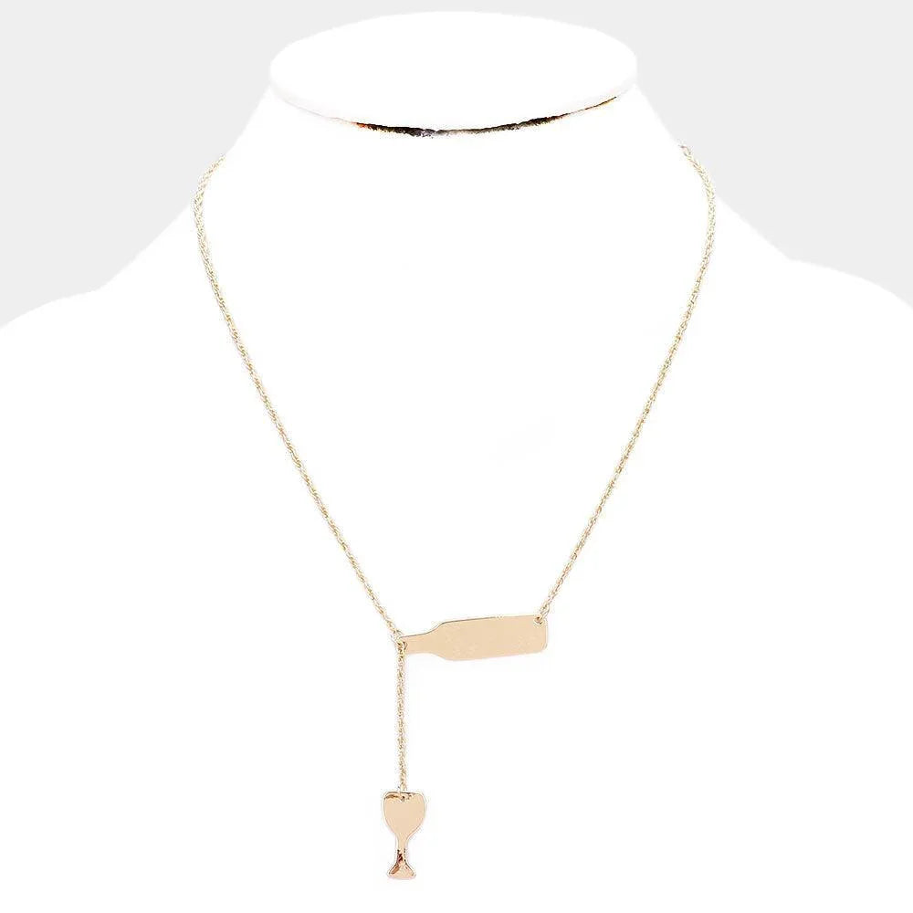 Gold Wine Pendant Drop Pendant Necklace - Jewelry Store by Erik Rayo