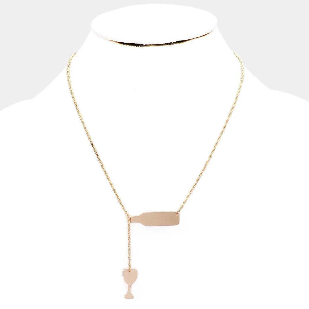 Gold Wine Pendant Drop Pendant Necklace - Jewelry Store by Erik Rayo