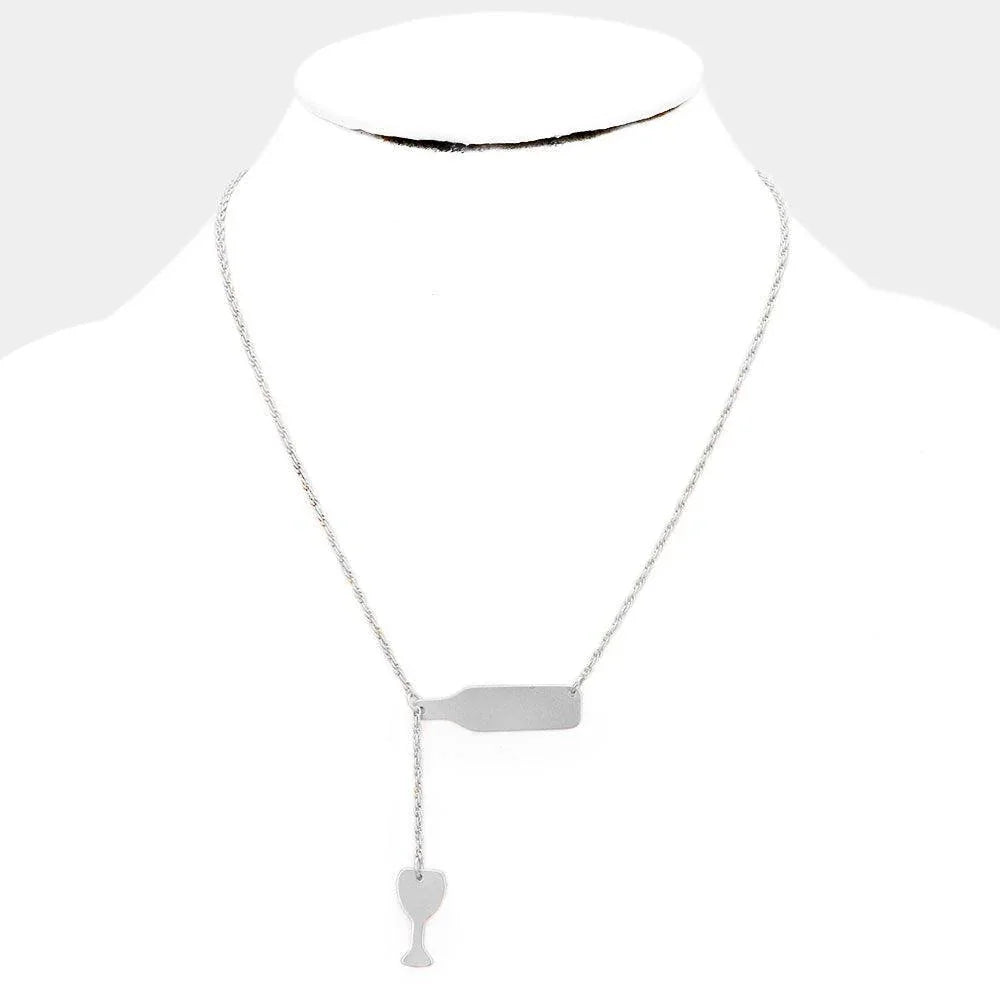 Silver Wine Pendant Drop Pendant Necklace - Jewelry Store by Erik Rayo