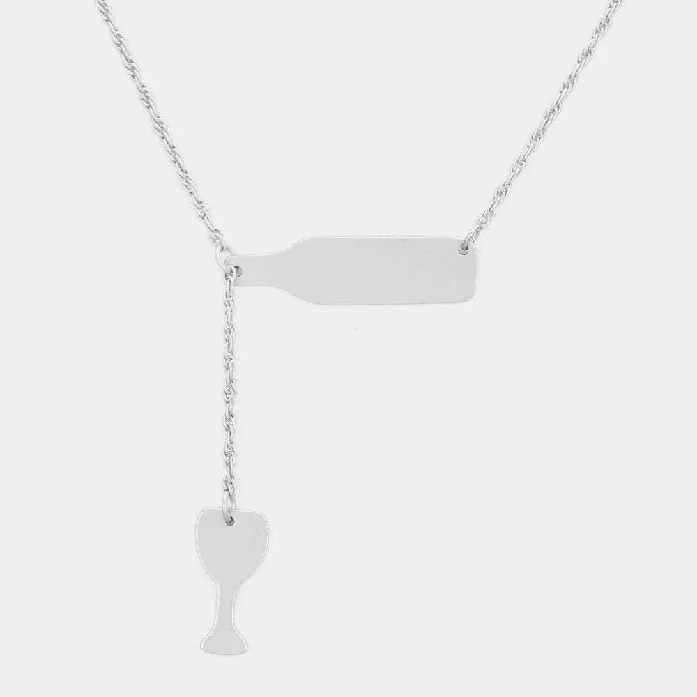 Silver Wine Pendant Drop Pendant Necklace - Jewelry Store by Erik Rayo