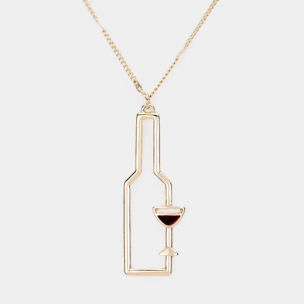 Gold Wine Pendant Necklace - Jewelry Store by Erik Rayo