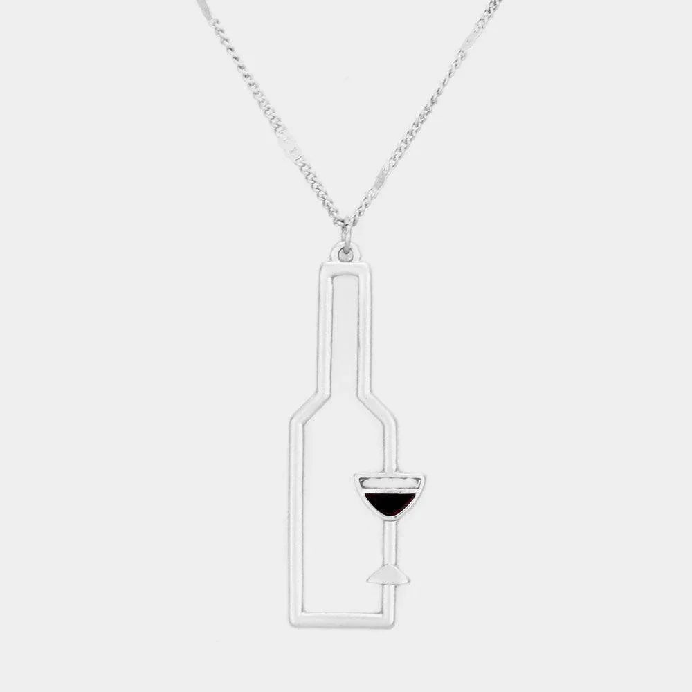 Silver Wine Pendant Necklace - Jewelry Store by Erik Rayo