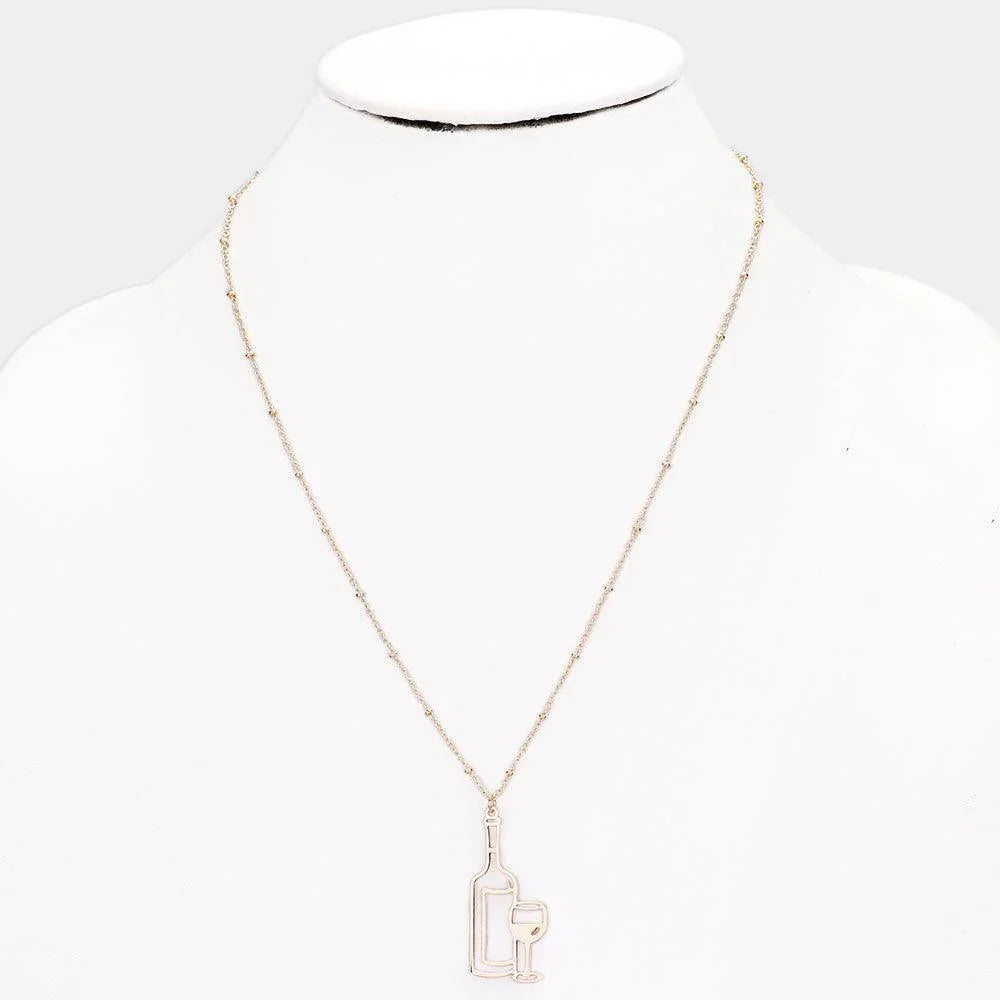 Gold Wine Glasses Pendant Necklace - Jewelry Store by Erik Rayo