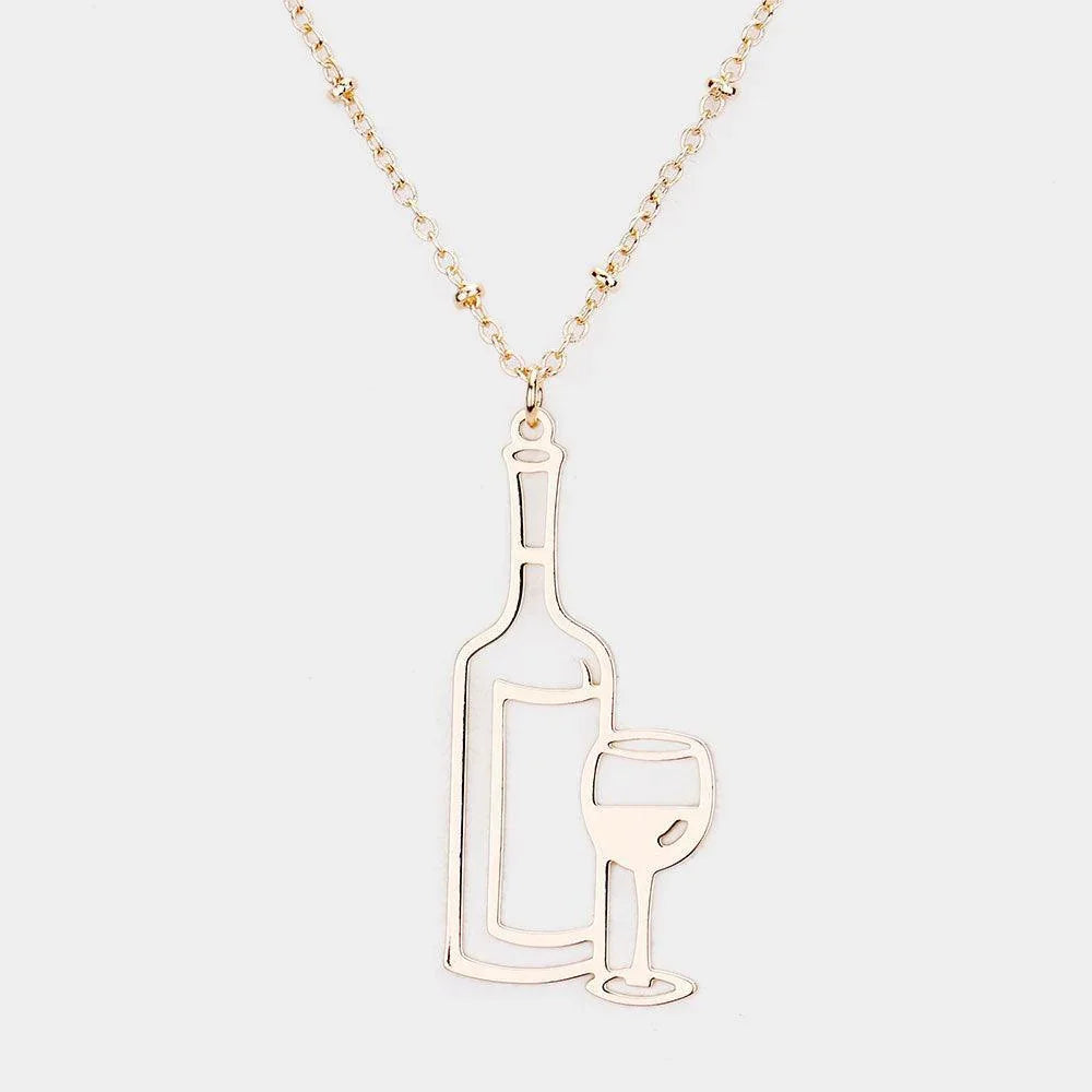 Gold Wine Glasses Pendant Necklace - Jewelry Store by Erik Rayo