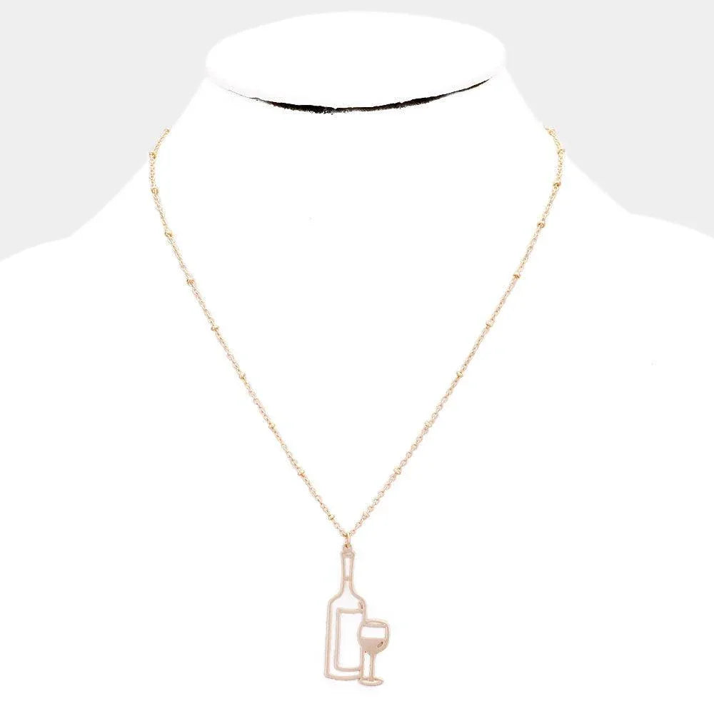Gold Wine Glasses Pendant Necklace - Jewelry Store by Erik Rayo