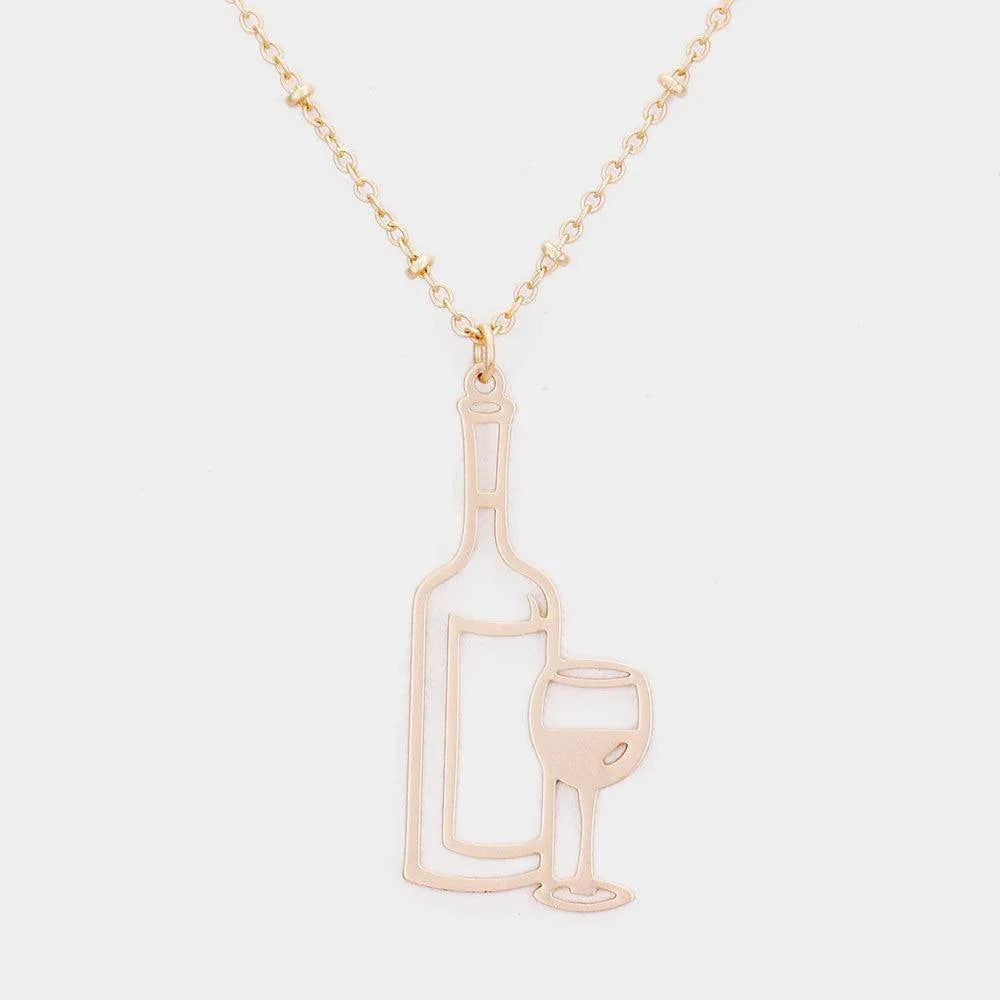 Gold Wine Glasses Pendant Necklace - Jewelry Store by Erik Rayo