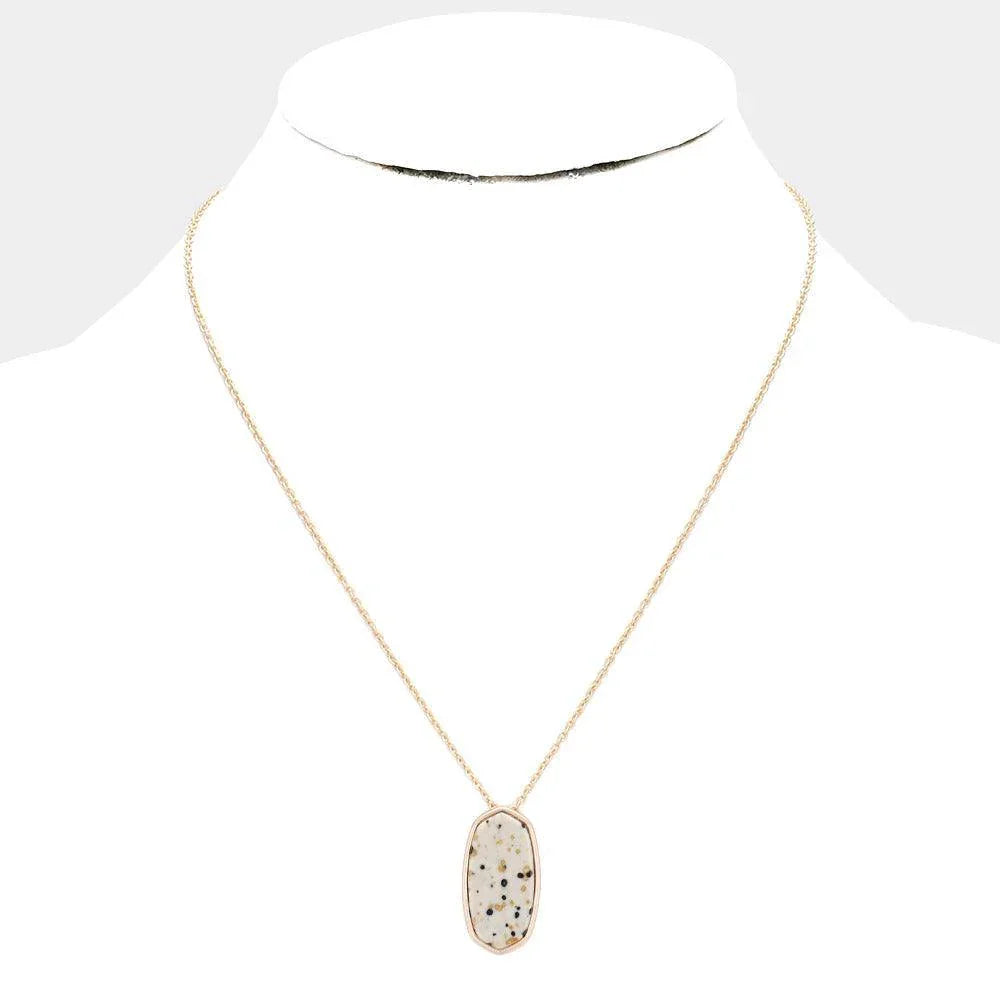 Gold Metal Trim Marble Pendant Necklace - Jewelry Store by Erik Rayo