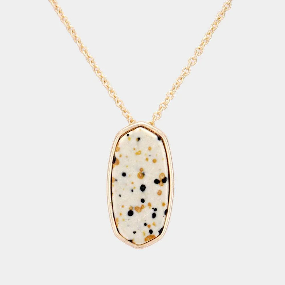 Gold Metal Trim Marble Pendant Necklace - Jewelry Store by Erik Rayo