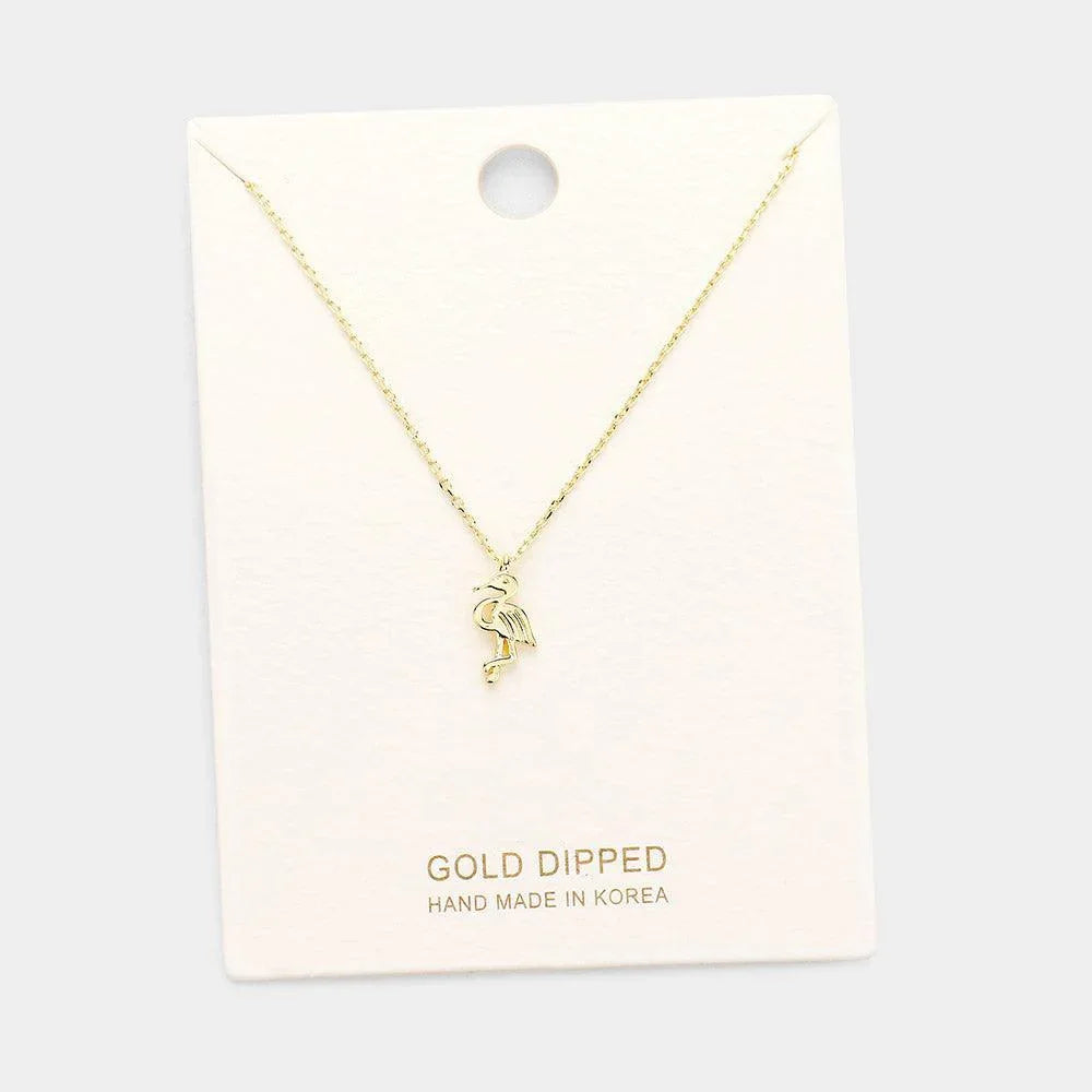 Gold Gold Dipped Flamingo Pendant Necklace - Jewelry Store by Erik Rayo