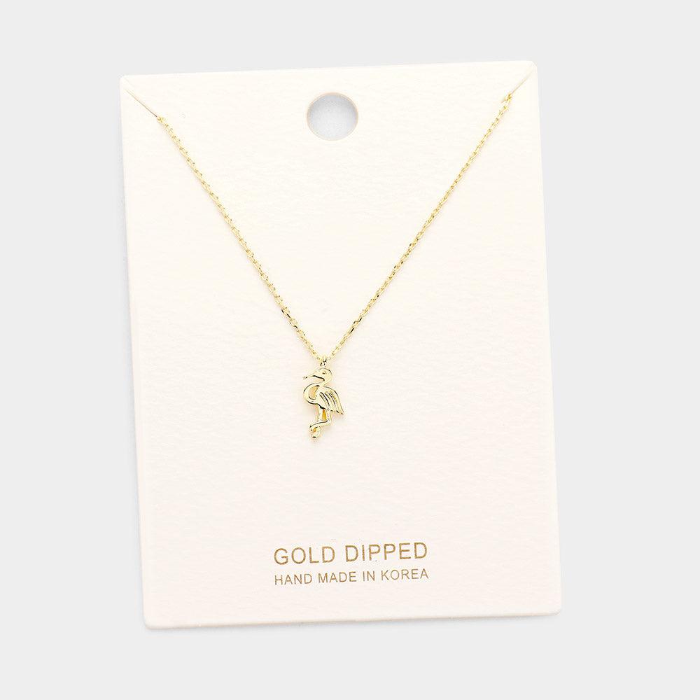 Gold Gold Dipped Flamingo Pendant Necklace