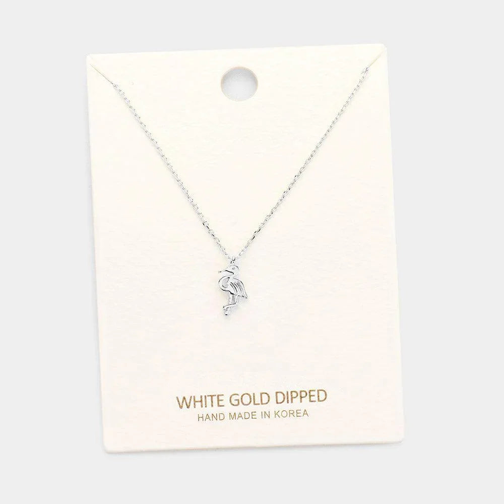 Gold White Gold Dipped Flamingo Pendant Necklace - Jewelry Store by Erik Rayo