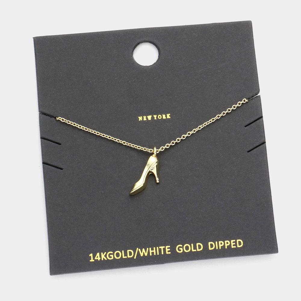 Gold Gold Dipped Metal Stiletto Heel Pendant Necklace - Jewelry Store by Erik Rayo
