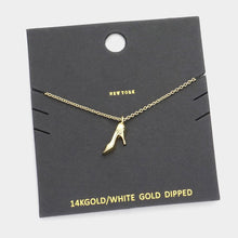 Load image into Gallery viewer, Gold Gold Dipped Metal Stiletto Heel Pendant Necklace
