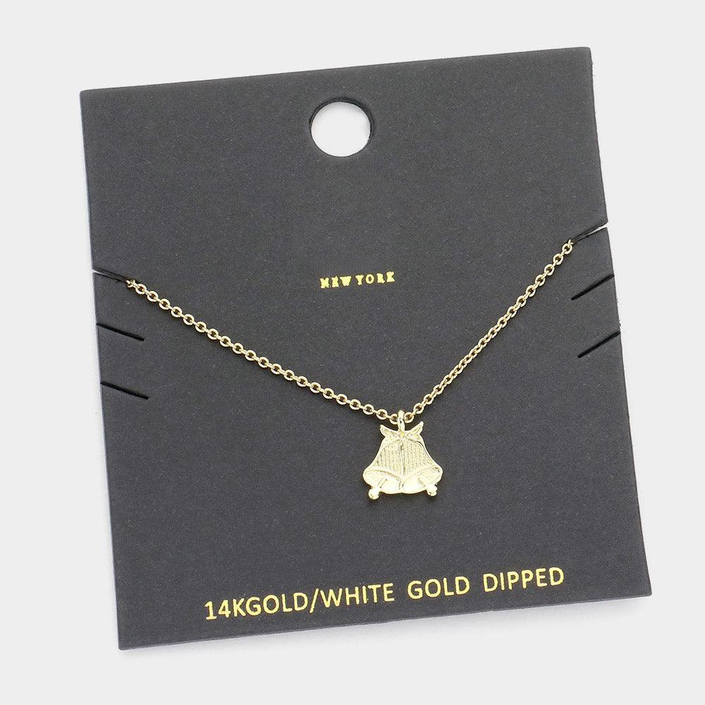 Gold Gold Dipped Metal Jingle Bell Pendant Necklace - Jewelry Store by Erik Rayo